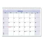 QuickNotes Desk/Wall Calendar, 3-Hole Punched, 11 x 8, White/Blue/Yellow Sheets, 12-Month (Jan to Dec): 2025