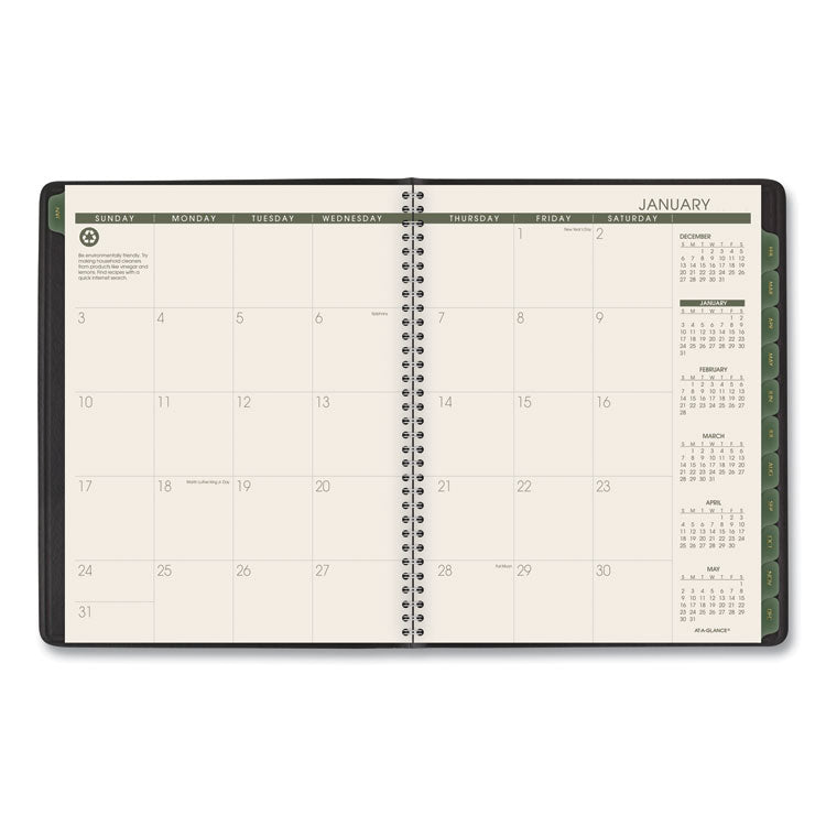 Recycled Weekly Vertical-Column Format Appointment Book, 8.75 x 7, Black Cover, 12-Month (Jan to Dec): 2025