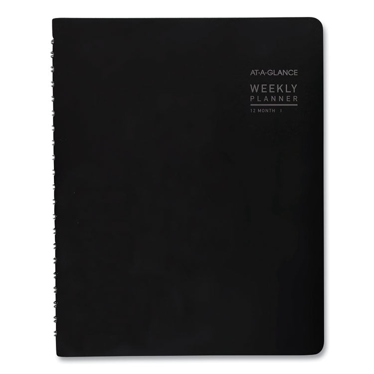 Contemporary Weekly/Monthly Planner, Vertical-Column Format, 11 x 8.25, Black Cover, 12-Month (Jan to Dec): 2025