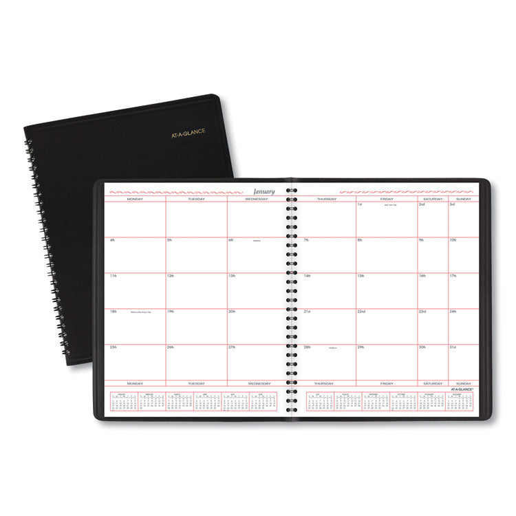 Monthly Planner in Business Week Format, 10 x 8, Black Cover, 12-Month (Jan to Dec): 2025