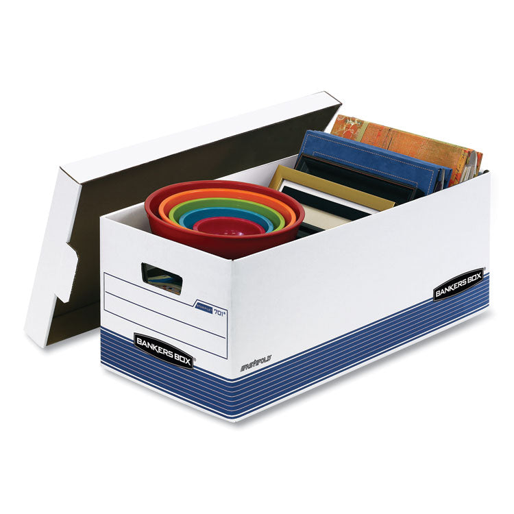 Stor/file Medium-Duty Storage Boxes, Letter Files, 12.88" X 25.38" X 10.25", White/blue, 4/carton