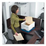 R-Kive Heavy-Duty Storage Boxes With Dividers, Letter/legal Files, 12.75" X 16.5" X 10.38", White/blue, 12/carton