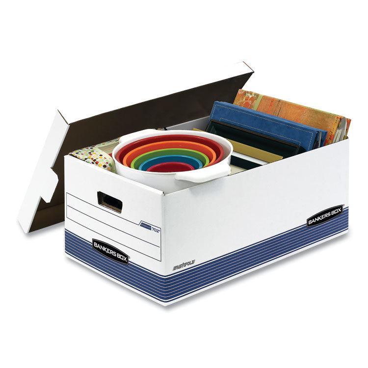 Stor/file Medium-Duty Storage Boxes, Legal Files, 15.88" X 25.38" X 10.25", White/blue, 12/carton