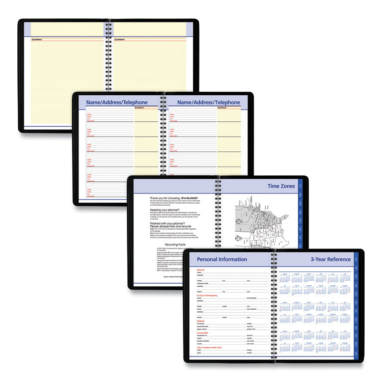 QuickNotes Monthly Planner, 8.75 x 7, Black Cover, 12-Month (Jan to Dec): 2025