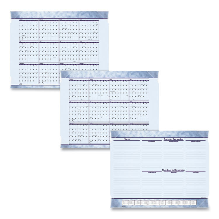 Slate Blue Desk Pad, 22 x 17, Blue Sheets, Clear Corners, 12-Month (Jan to Dec): 2025