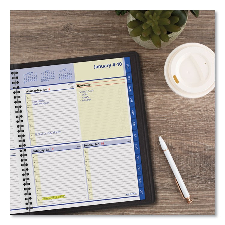 QuickNotes Weekly Block Format Appointment Book, 10 x 8, Black Cover, 12-Month (Jan to Dec): 2025