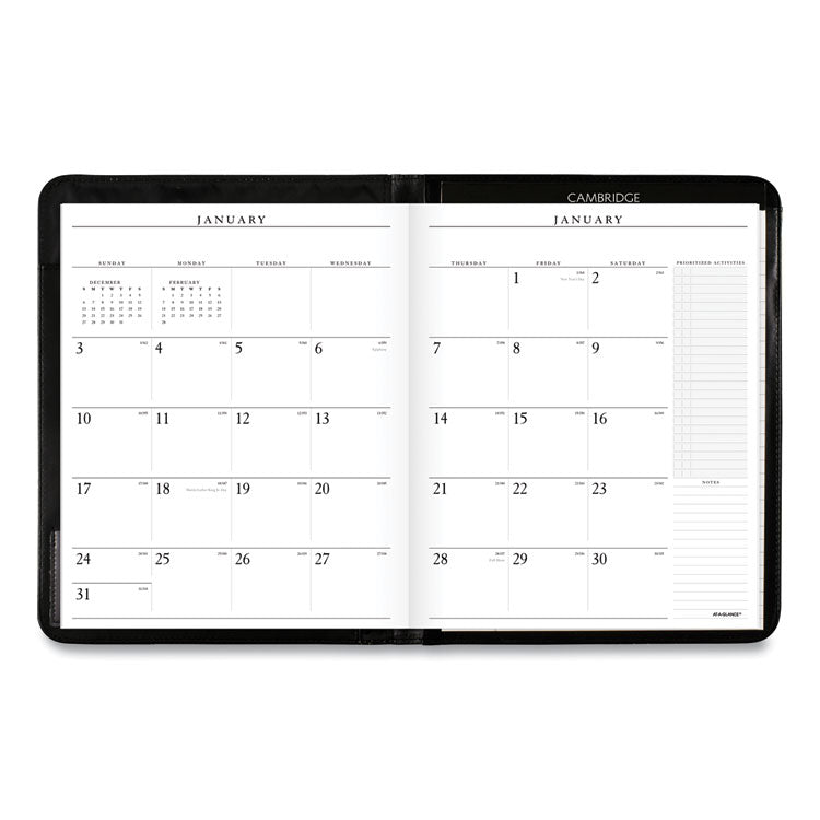 Executive Monthly Padfolio, 11 x 9, Black Cover, 13-Month: Jan 2025 to Jan 2026