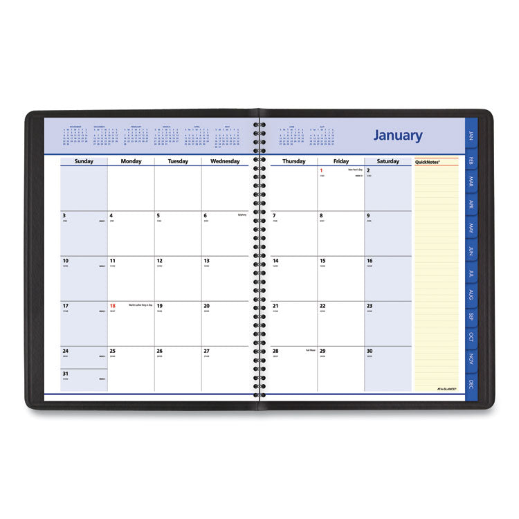 QuickNotes Monthly Planner, 11 x 8.25, Black Cover, 12-Month (Jan to Dec): 2025