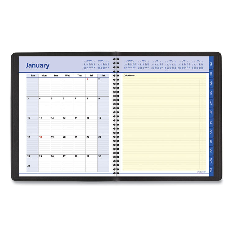 QuickNotes Weekly Block Format Appointment Book, 10 x 8, Black Cover, 12-Month (Jan to Dec): 2025