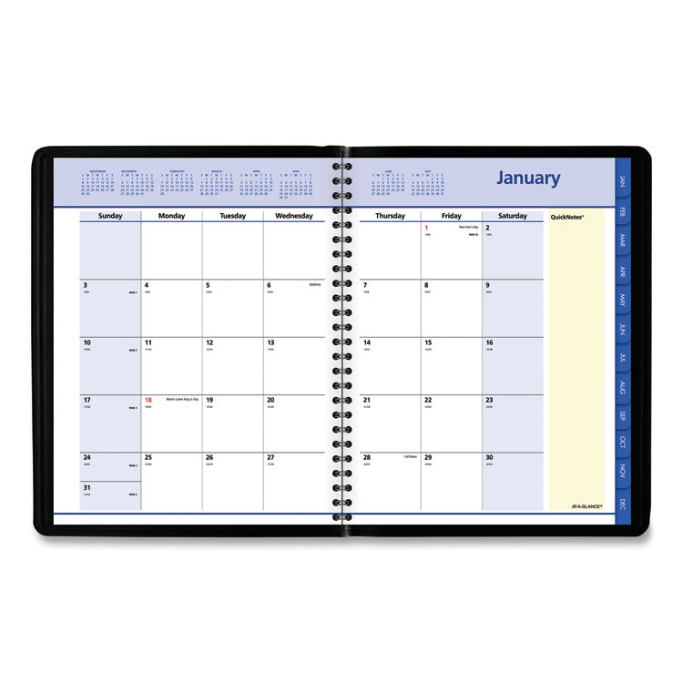 QuickNotes Monthly Planner, 8.75 x 7, Black Cover, 12-Month (Jan to Dec): 2025