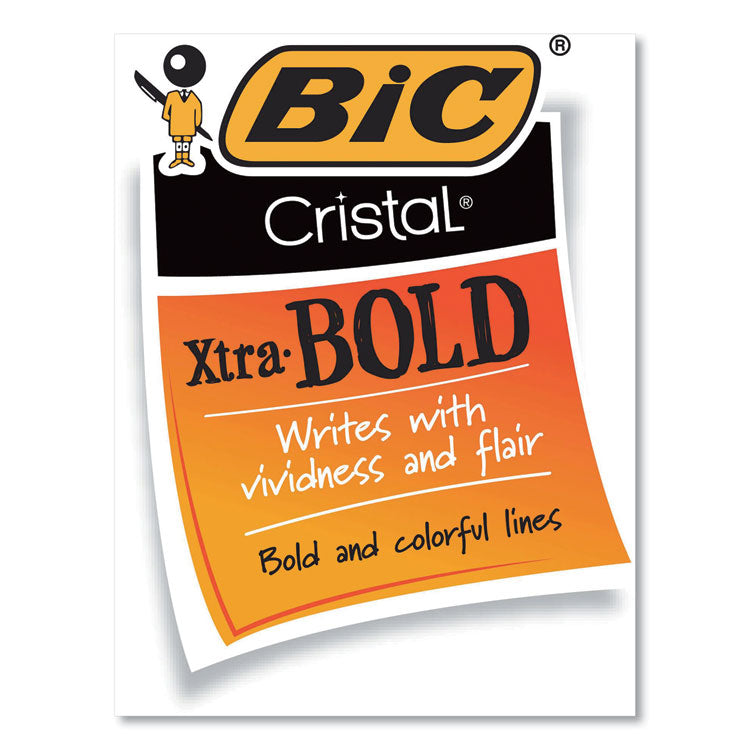 Cristal Xtra Bold Ballpoint Pen, Stick, Bold 1.6 mm, Black Ink, Clear Barrel, 24/Pack