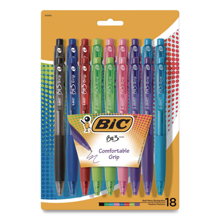BU3 Ballpoint Pen, Retractable, Medium 1 mm, Assorted Fashion Ink and Barrel Colors, 18/Pack