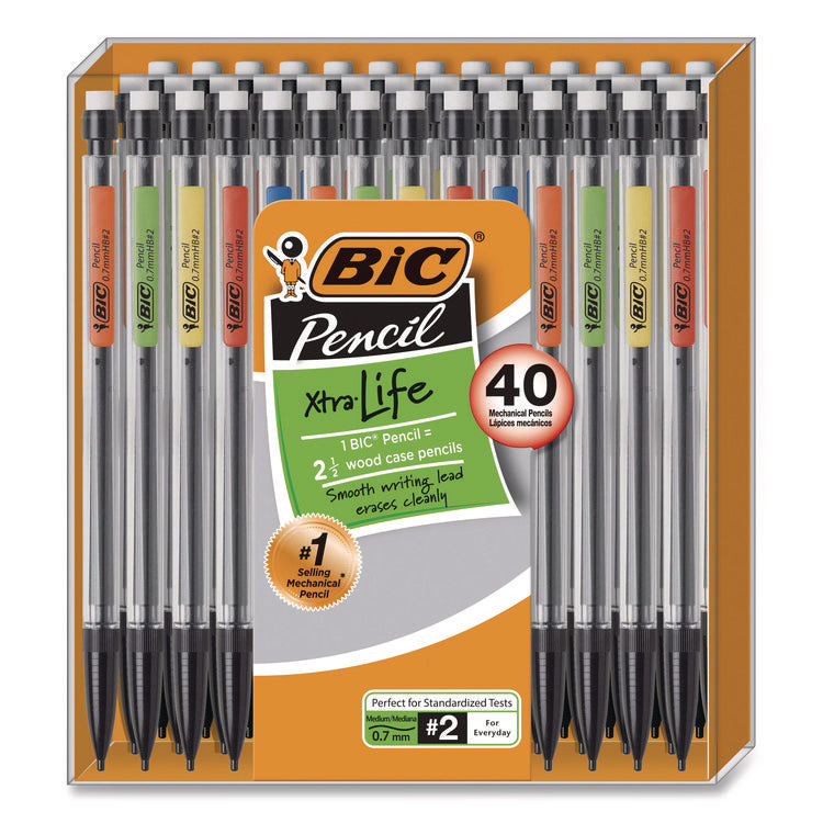 Xtra Smooth Mechanical Pencil, 0.7 mm, HB (#2), Black Lead, Clear Barrel, 40/Pack