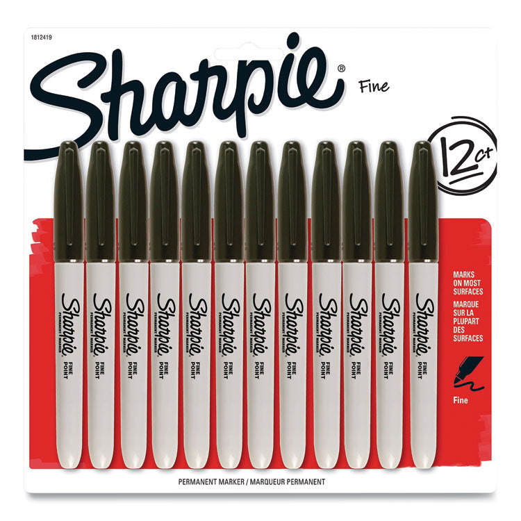 Fine Bullet Tip Permanent Marker, Black, Dozen