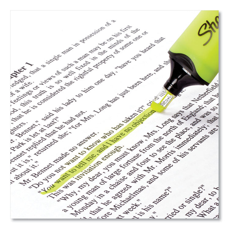 Clearview Tank-Style Highlighter, Yellow Ink, Chisel Tip, Yellow/black/clear Barrel, 3/pack
