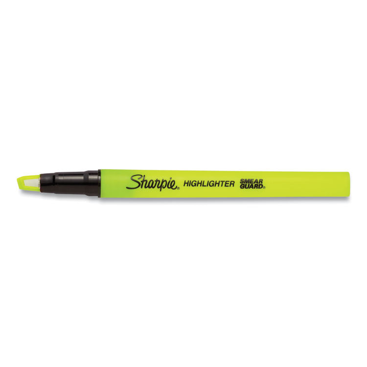 Clearview Pen-Style Highlighter, Fluorescent Yellow Ink, Chisel Tip, Yellow/black/clear Barrel, 3/pack
