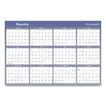Vertical/Horizontal Erasable Quarterly/Monthly Wall Planner, 24 x 36, White/Blue Sheets, 12-Month (Jan to Dec): 2025