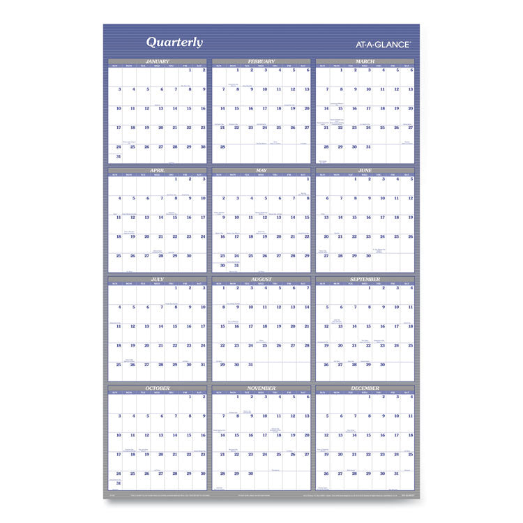 Vertical/Horizontal Erasable Quarterly/Monthly Wall Planner, 32 x 48, 12-Month (Jan to Dec): 2025