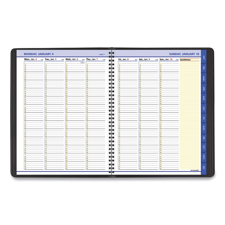 QuickNotes Weekly Vertical-Column Format Appointment Book, 11 x 8.25, Black Cover, 12-Month (Jan to Dec): 2025