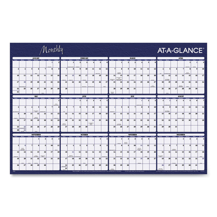 Reversible Horizontal Erasable Wall Planner, 48 x 32, Assorted Sheet Colors, 12-Month (Jan to Dec): 2025