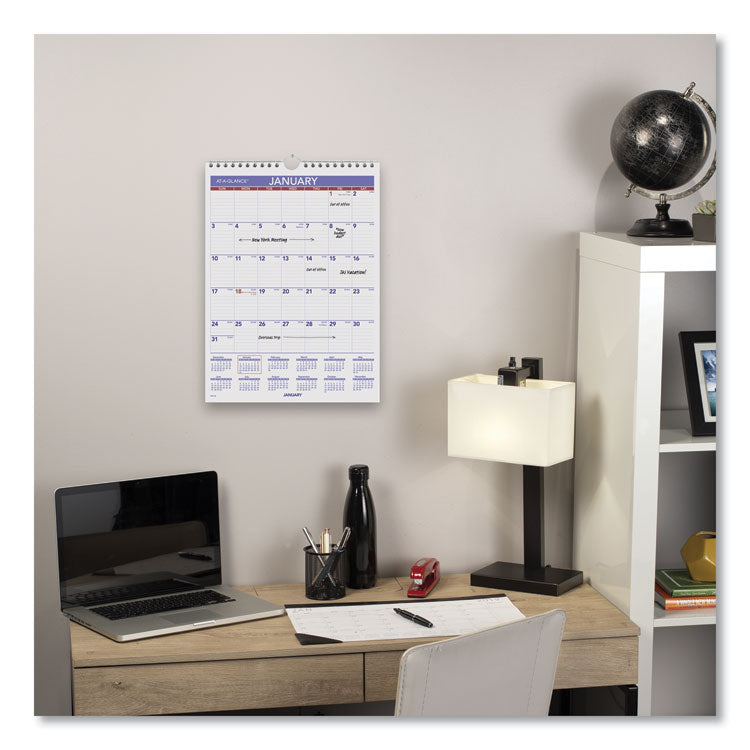 Monthly Wall Calendar with Ruled Daily Blocks, 8 x 11, White Sheets, 12-Month (Jan to Dec): 2025