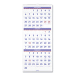 Deluxe Three-Month Reference Wall Calendar, Vertical Orientation, 12 x 27, White Sheets, 14-Month: Dec 2024 to Jan 2026