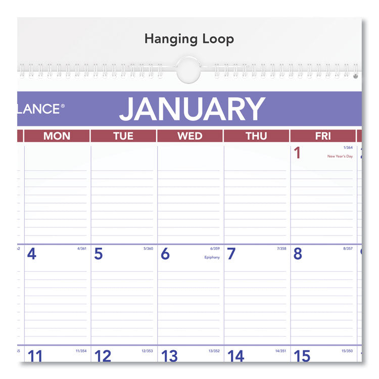 Monthly Wall Calendar with Ruled Daily Blocks, 15.5 x 22.75, White Sheets, 12-Month (Jan to Dec): 2025