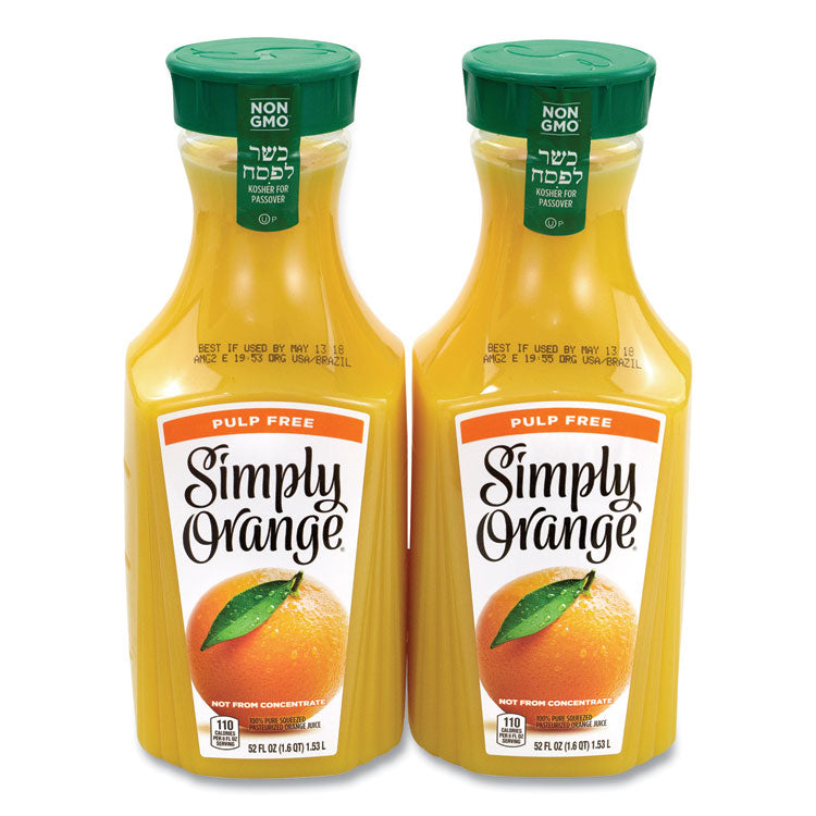 Orange Juice Pulp Free, 52 oz Bottle, 2/Pack