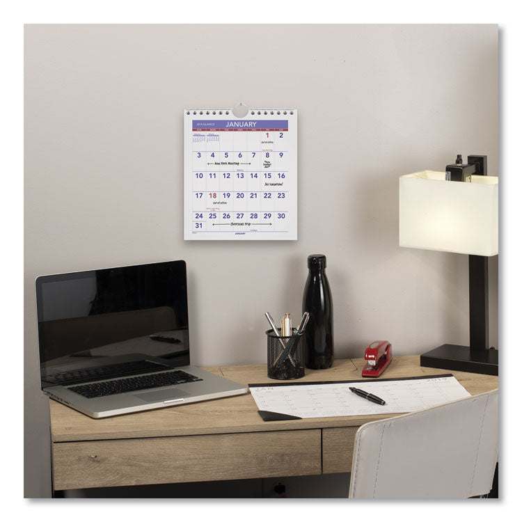 Mini Monthly Wall Calendar with Fold-Out Easel, 7 x 8, White Sheets, 12-Month (Jan to Dec): 2025