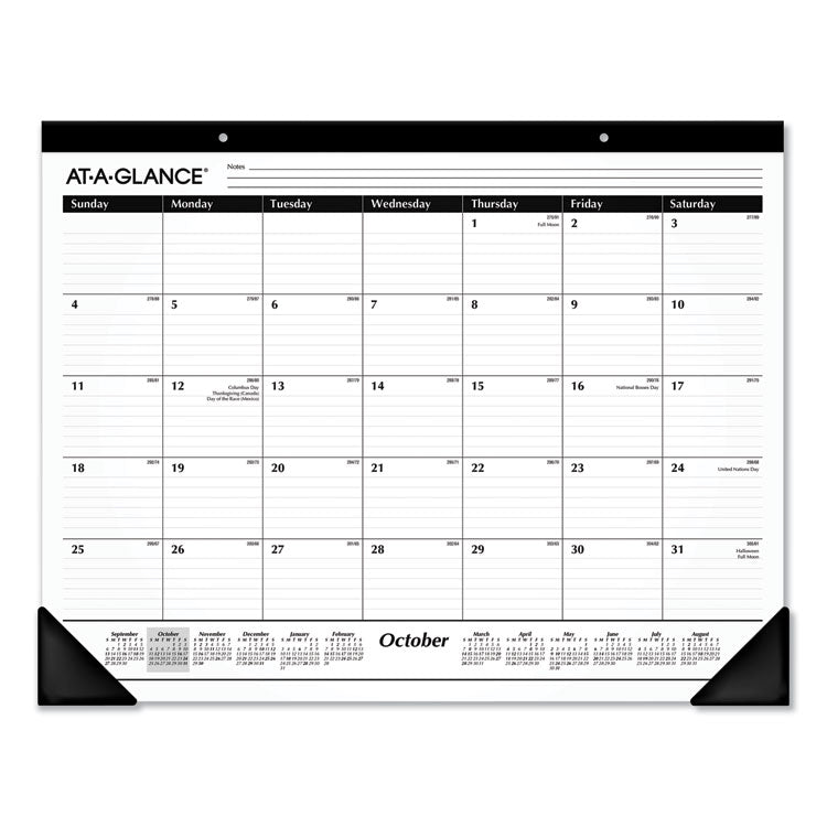 Academic Year Ruled Desk Pad, 21.75 x 17, White Sheets, Black Binding, Black Corners, 16-Month: Sept 2025 to Dec 2026