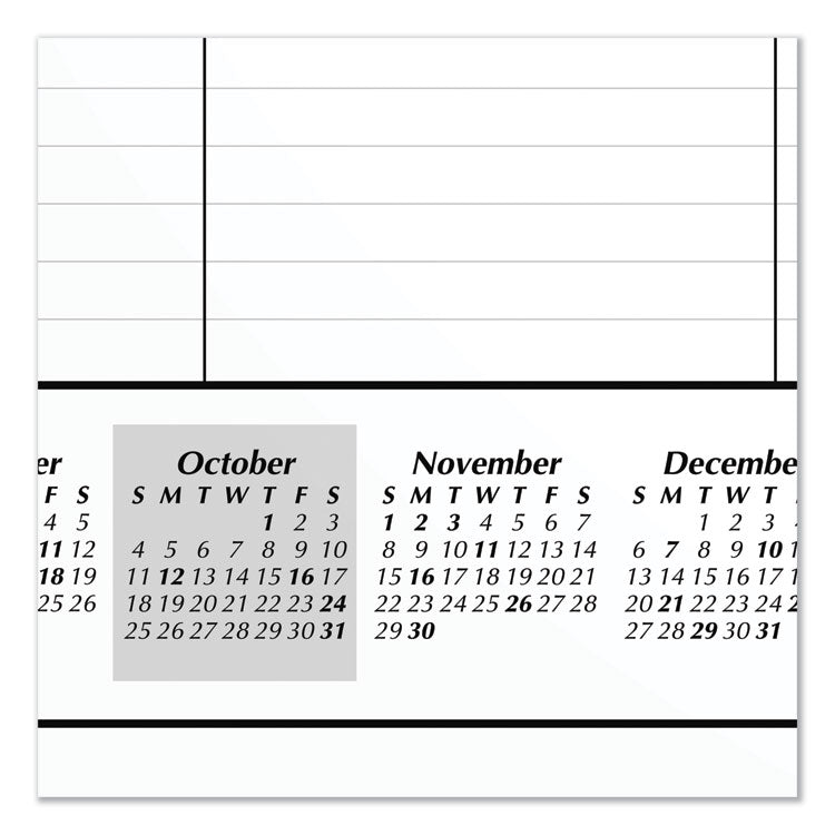 Academic Year Ruled Desk Pad, 21.75 x 17, White Sheets, Black Binding, Black Corners, 16-Month: Sept 2025 to Dec 2026