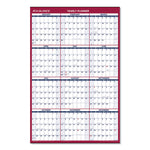 Erasable Vertical/Horizontal Wall Planner, 24 x 36, White/Blue/Red Sheets, 12-Month (Jan to Dec): 2025
