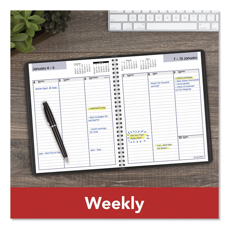 DayMinder Weekly Planner, Vertical-Column Format, 8.75 x 7, Black Cover, 12-Month (Jan to Dec): 2025