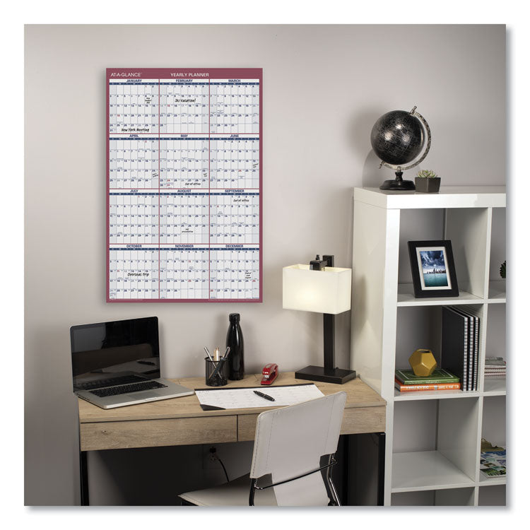 Vertical/Horizontal Wall Calendar, 24 x 36, White/Blue/Red Sheets, 12-Month (Jan to Dec): 2025