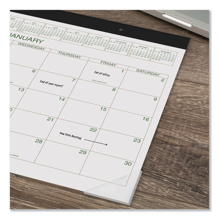 Two-Color Desk Pad, 22 x 17, White Sheets, Black Binding, Clear Corners, 12-Month (Jan to Dec): 2025