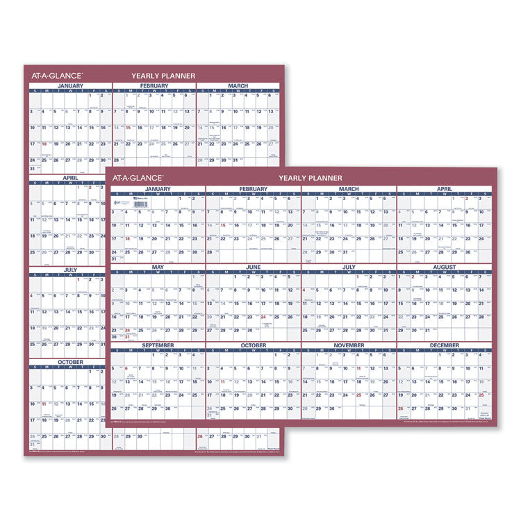 Vertical/Horizontal Wall Calendar, 24 x 36, White/Blue/Red Sheets, 12-Month (Jan to Dec): 2025