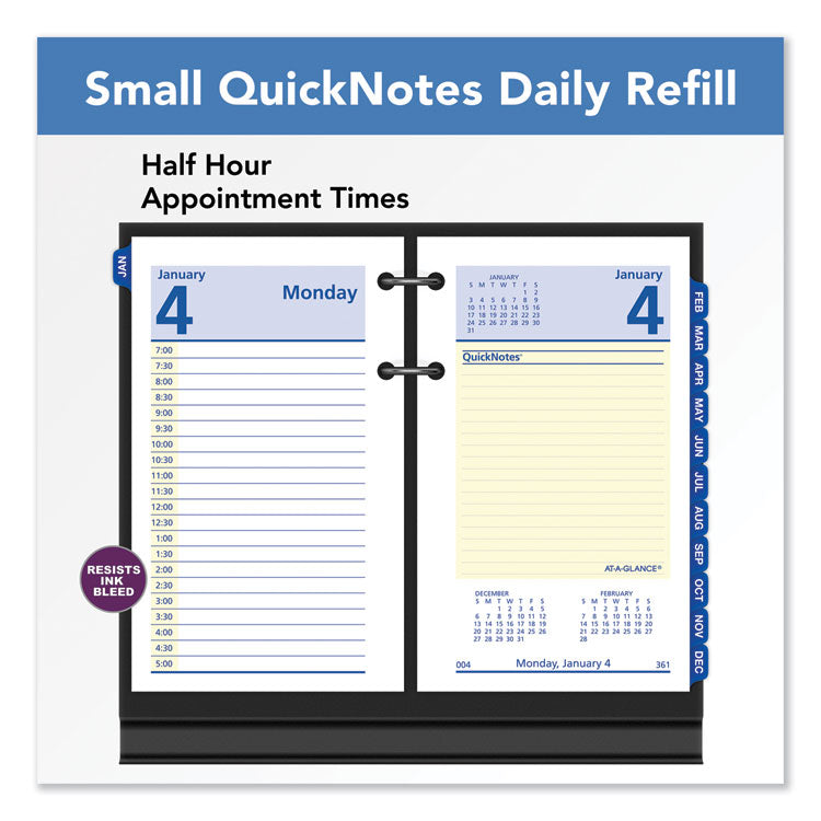 QuickNotes Desk Calendar Refill, 3.5 x 6, White/Yellow/Blue Sheets, 12-Month (Jan to Dec): 2025