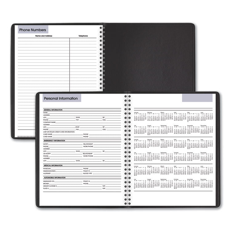 DayMinder Weekly Planner, Vertical-Column Format, 8.75 x 7, Black Cover, 12-Month (Jan to Dec): 2025