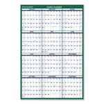 Vertical Erasable Wall Planner, 32 x 48, White/Green Sheets, 12-Month (Jan to Dec): 2025