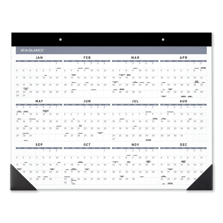 Contemporary Monthly Desk Pad, 22 x 17, White Sheets, Black Binding/Corners,12-Month (Jan to Dec): 2025