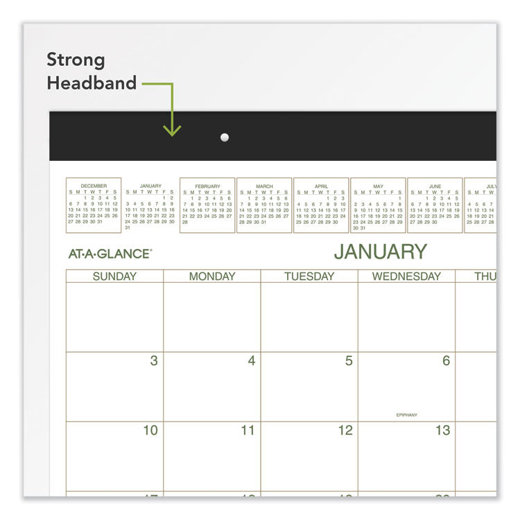 Two-Color Desk Pad, 22 x 17, White Sheets, Black Binding, Clear Corners, 12-Month (Jan to Dec): 2025
