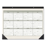 Recycled Monthly Desk Pad, 22 x 17, Sand/Green Sheets, Black Binding, Black Corners, 12-Month (Jan to Dec): 2025