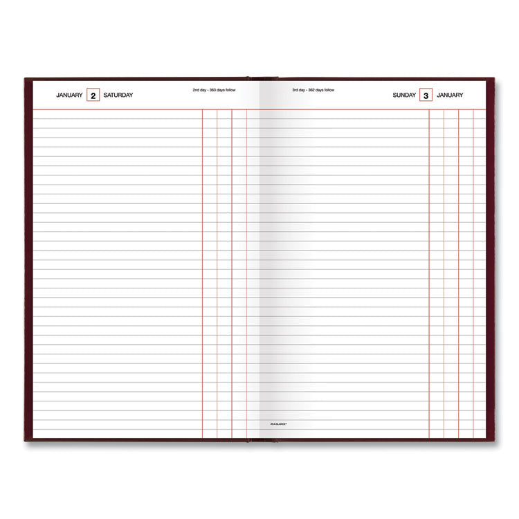 Standard Diary Daily Journal, 2025 Edition, Wide/Legal Rule, Red Cover, (210) 12 x 7.75 Sheets