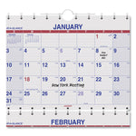 Move-A-Page Three-Month Wall Calendar, 12 x 27, White/Red/Blue Sheets, 15-Month: Dec 2024 to Feb 2026