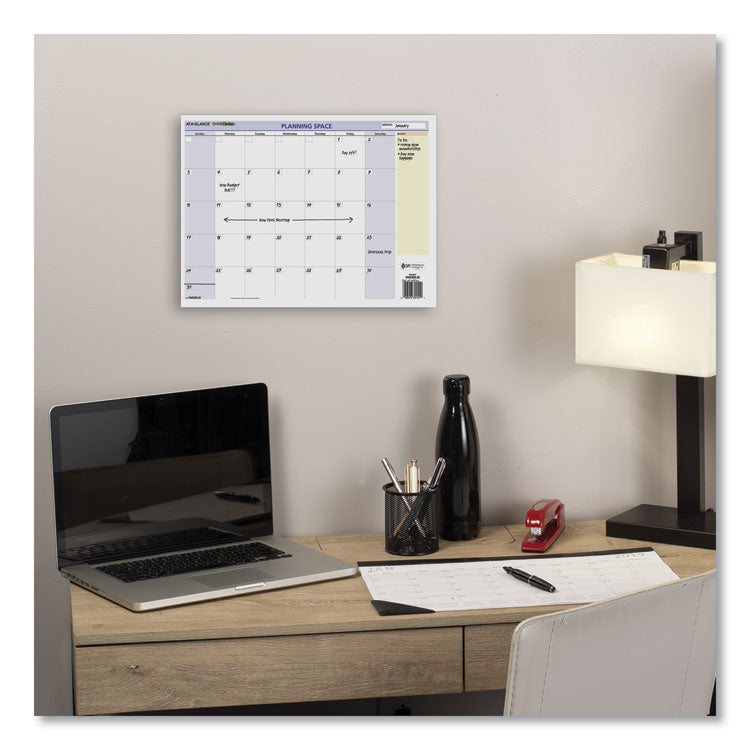 QuickNotes Mini Erasable Wall Planner, 16 x 12, White/Blue/Yellow Sheets, 12-Month (Jan to Dec): 2025