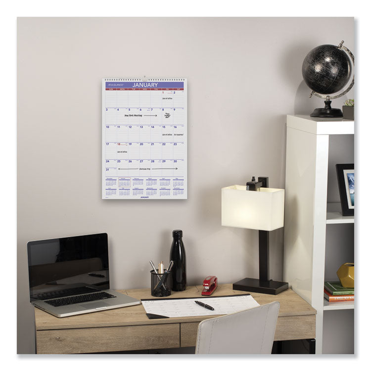 Erasable Wall Calendar, 12 x 17, White Sheets, 12-Month (Jan to Dec): 2025