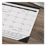 Ruled Desk Pad, 22 x 17, White Sheets, Black Binding, Black Corners, 12-Month (Jan to Dec): 2025