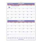Two-Month Wall Calendar, 22 x 29, White/Blue/Red Sheets, 12-Month (Jan to Dec): 2025