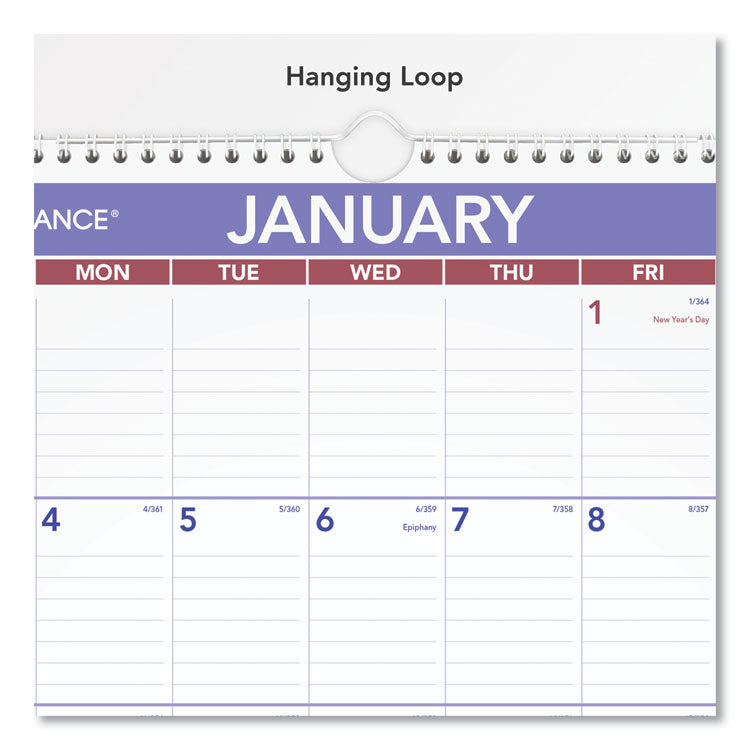 Erasable Wall Calendar, 12 x 17, White Sheets, 12-Month (Jan to Dec): 2025