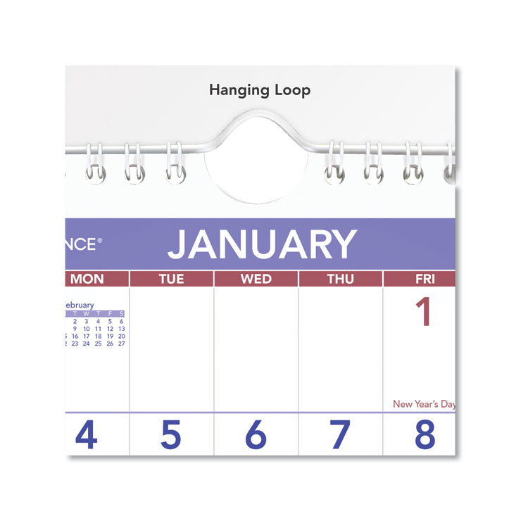 Mini Monthly Wall Calendar with Fold-Out Easel, 7 x 8, White Sheets, 12-Month (Jan to Dec): 2025
